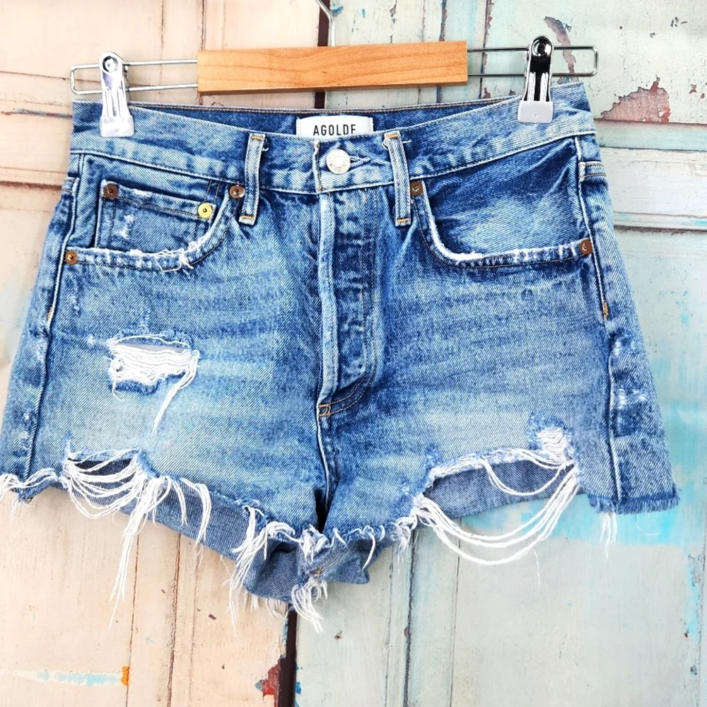 AGOLDE‎ Parker Distressed Denim Shorts